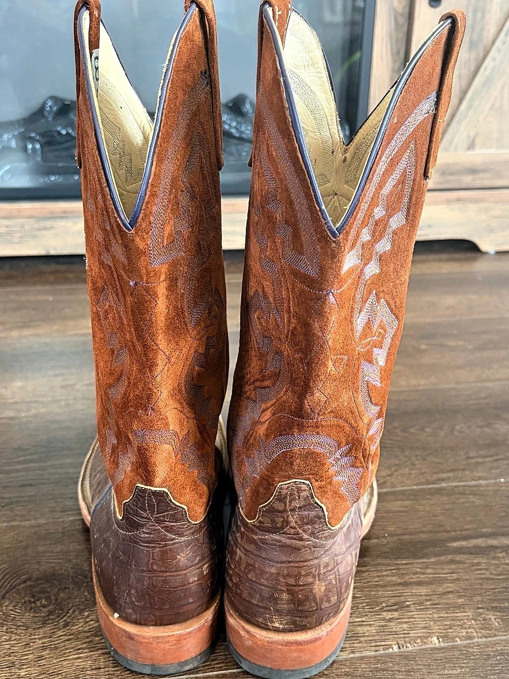 Anderson Bean Embroidered Western Boots Brown & Orange Men’s Size 10 - Picture 4 of 9